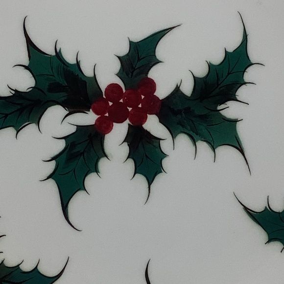Three Vintage Lefton Hand Decorated Holly and Candy Cane Christmas Dinner Plates - Picture 8 of 8
